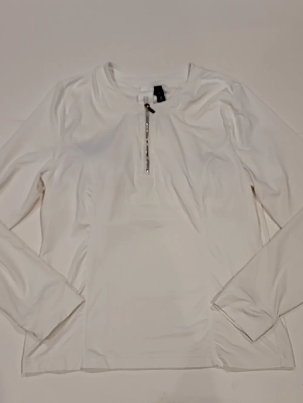 La Blanca White Long-Sleeve Zip-Front Rashguard Performance Top XL - Picture 4 of 12